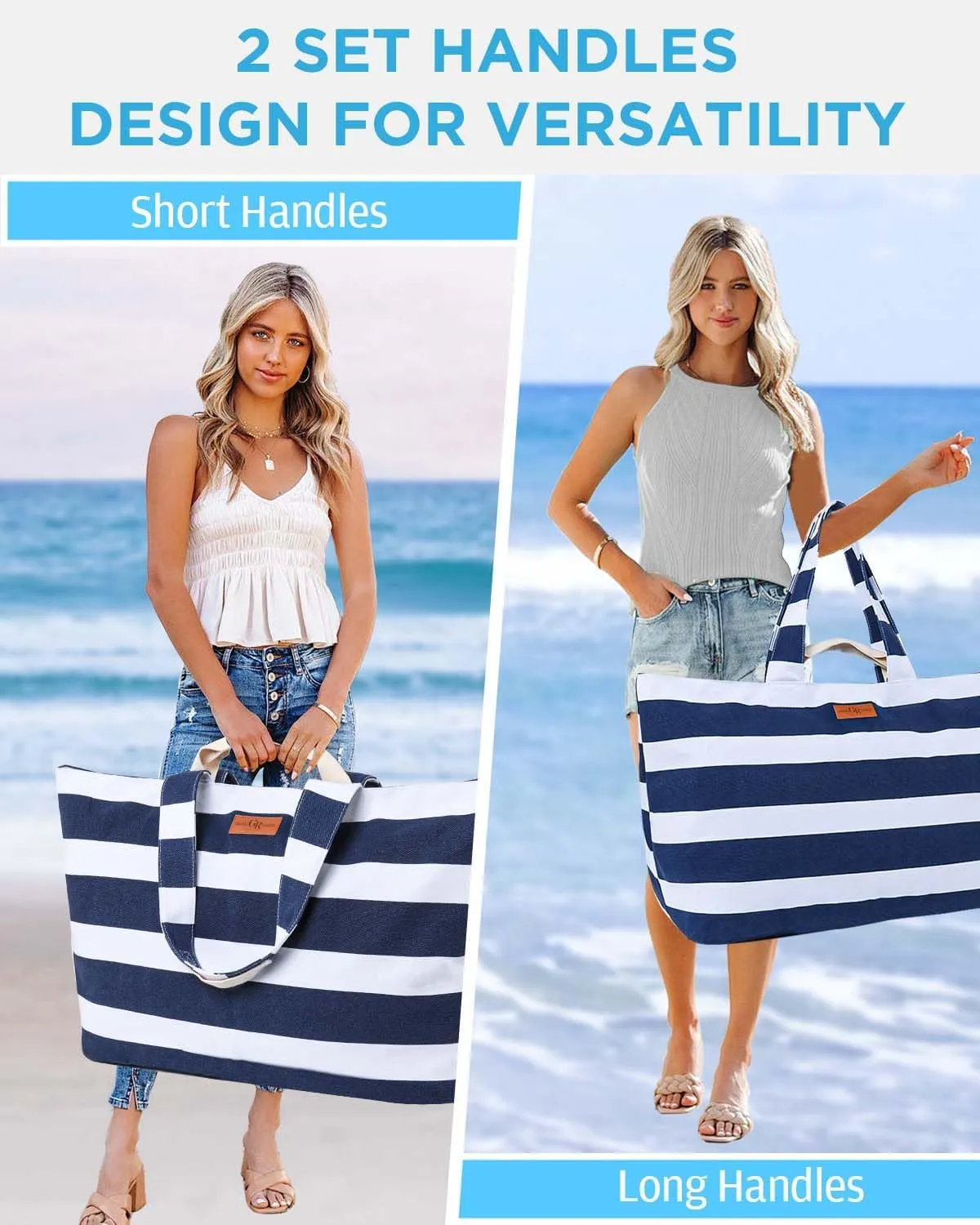 Extra Large Beach Bag for Women - Waterproof Sandproof Over-Size Carry On Beach Tote with 5 Pockets Gifts for Women