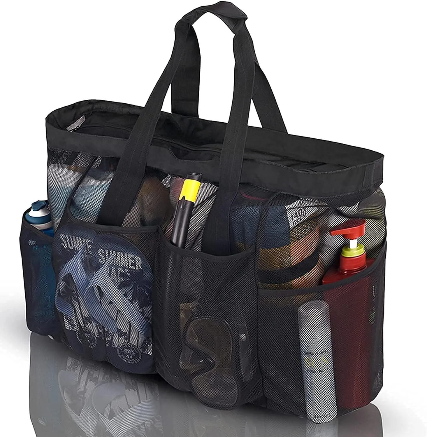 Extra Large Beach Bag Mesh Tote with Zipper and Pockets Ideal for Your Family Cruise/Beach Vacation Essentials