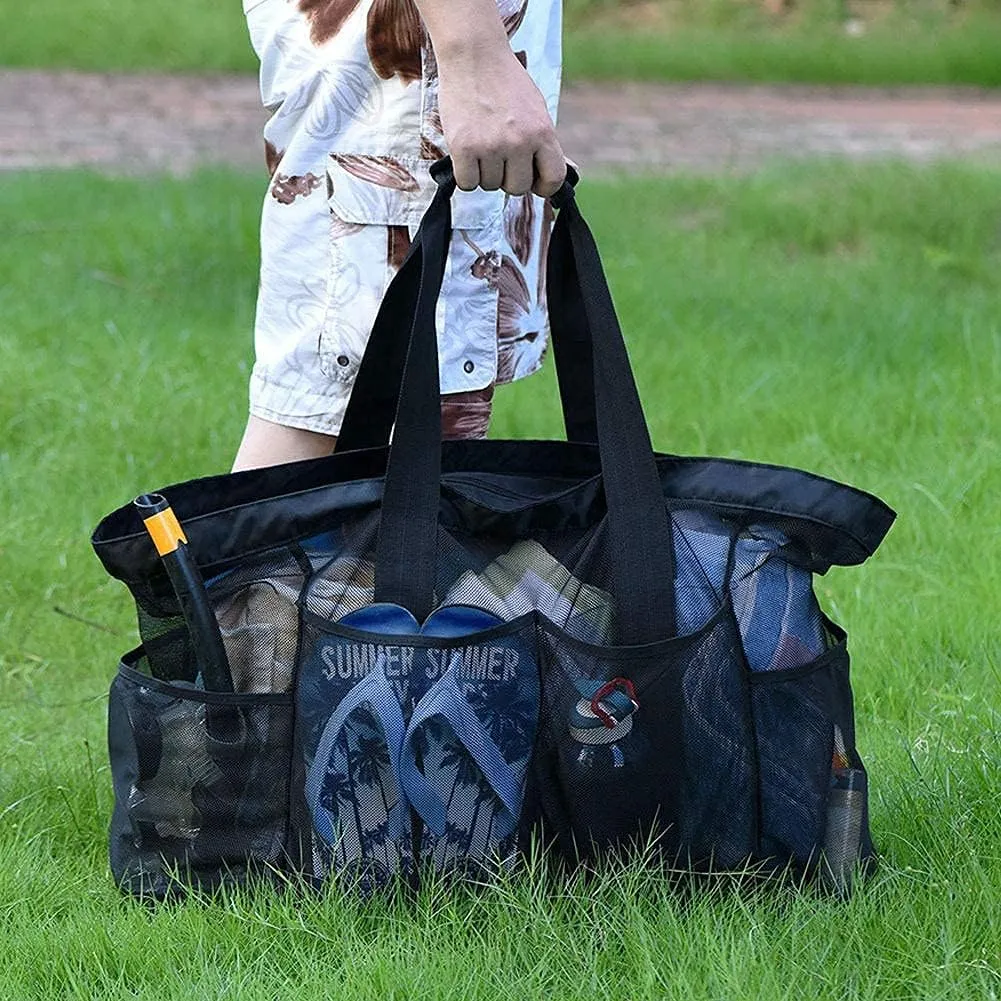 Extra Large Beach Bag Mesh Tote with Zipper and Pockets Ideal for Your Family Cruise/Beach Vacation Essentials