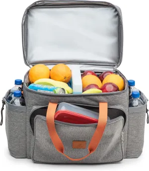 Extra Large Cooler Bag with Hard Board Bottom. Heavy Duty 900D Fabric, Thick Insulation, Heat Sealed Liner, Many Pockets, Smooth Zipper, Removable Straps.