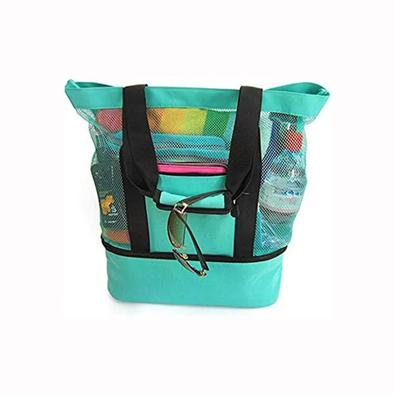 Extra Large Mesh Beach Bag with Cooler Compartment