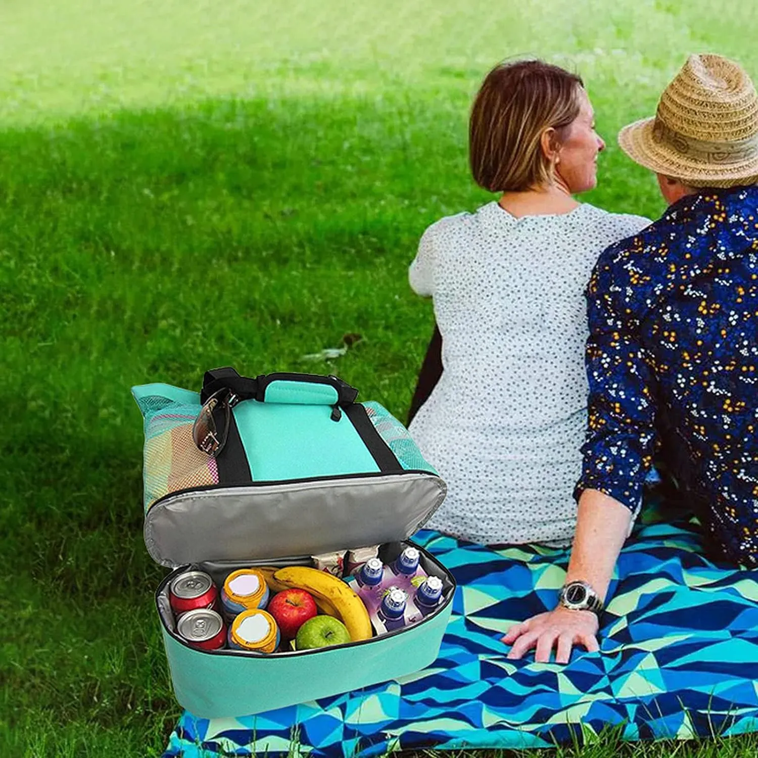 Extra Large Mesh Beach Bag with Cooler Compartment