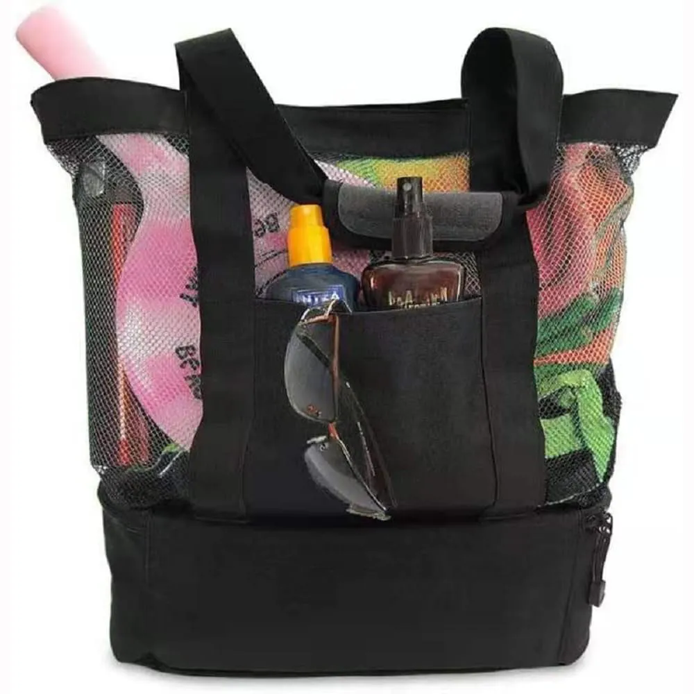 Extra Large Mesh Beach Bag with Cooler Compartment
