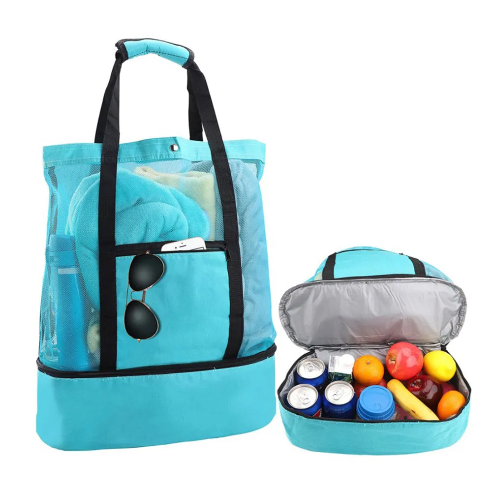 Extra Large Mesh Beach Bag with Cooler Compartment