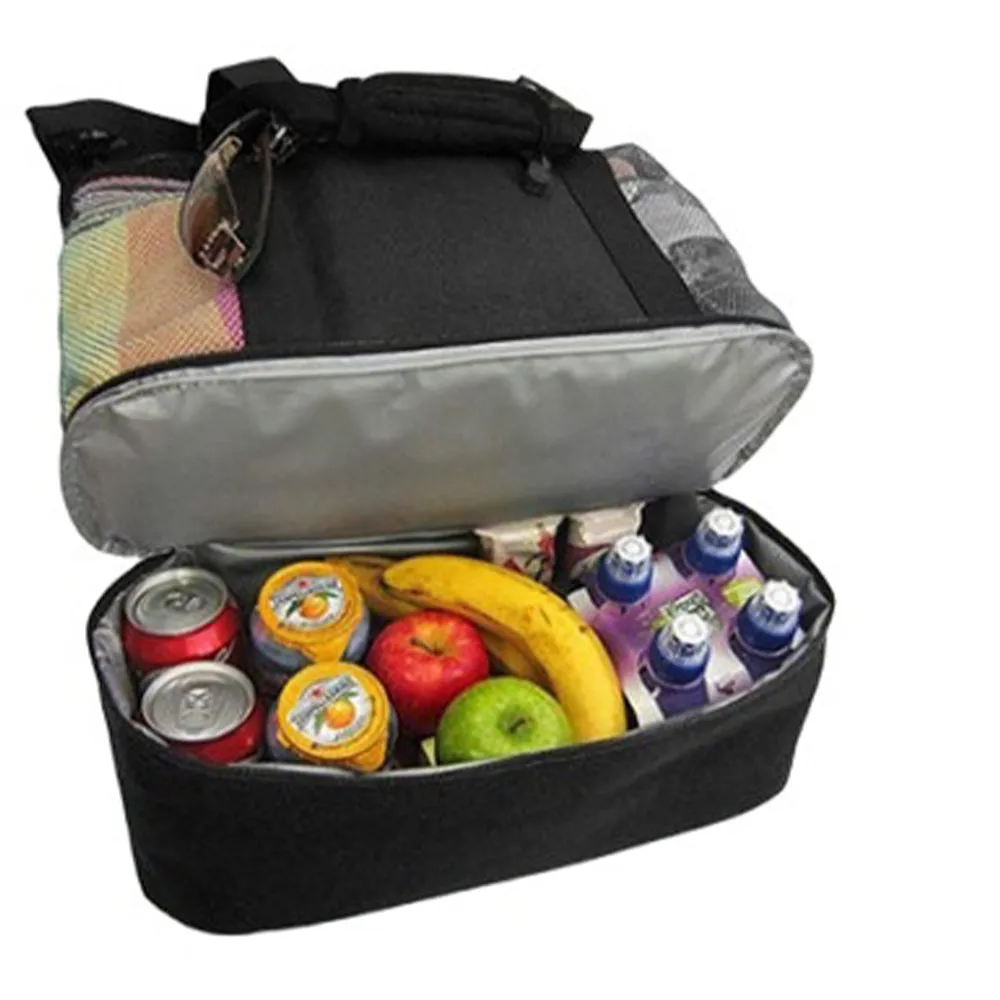 Extra Large Mesh Beach Bag with Cooler Compartment