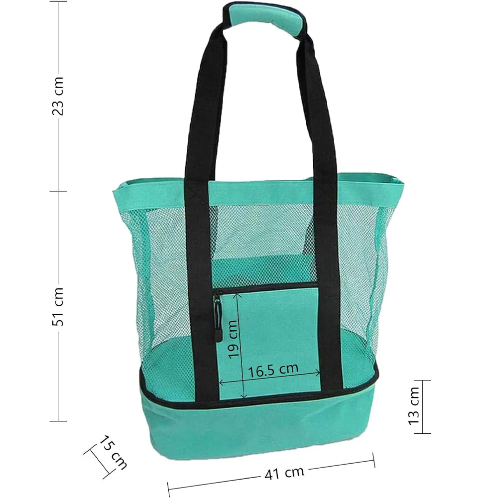 Extra Large Mesh Beach Bag with Cooler Compartment
