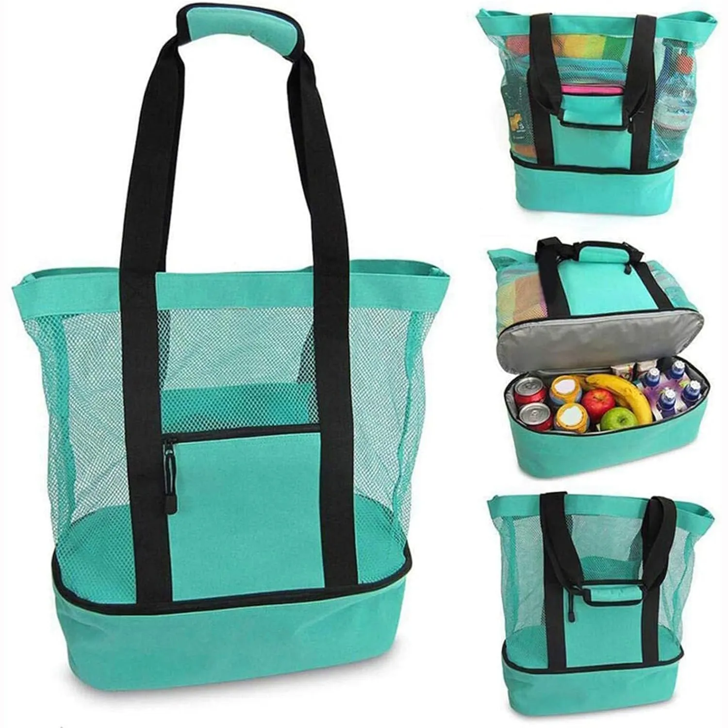 Extra Large Mesh Beach Bag with Cooler Compartment