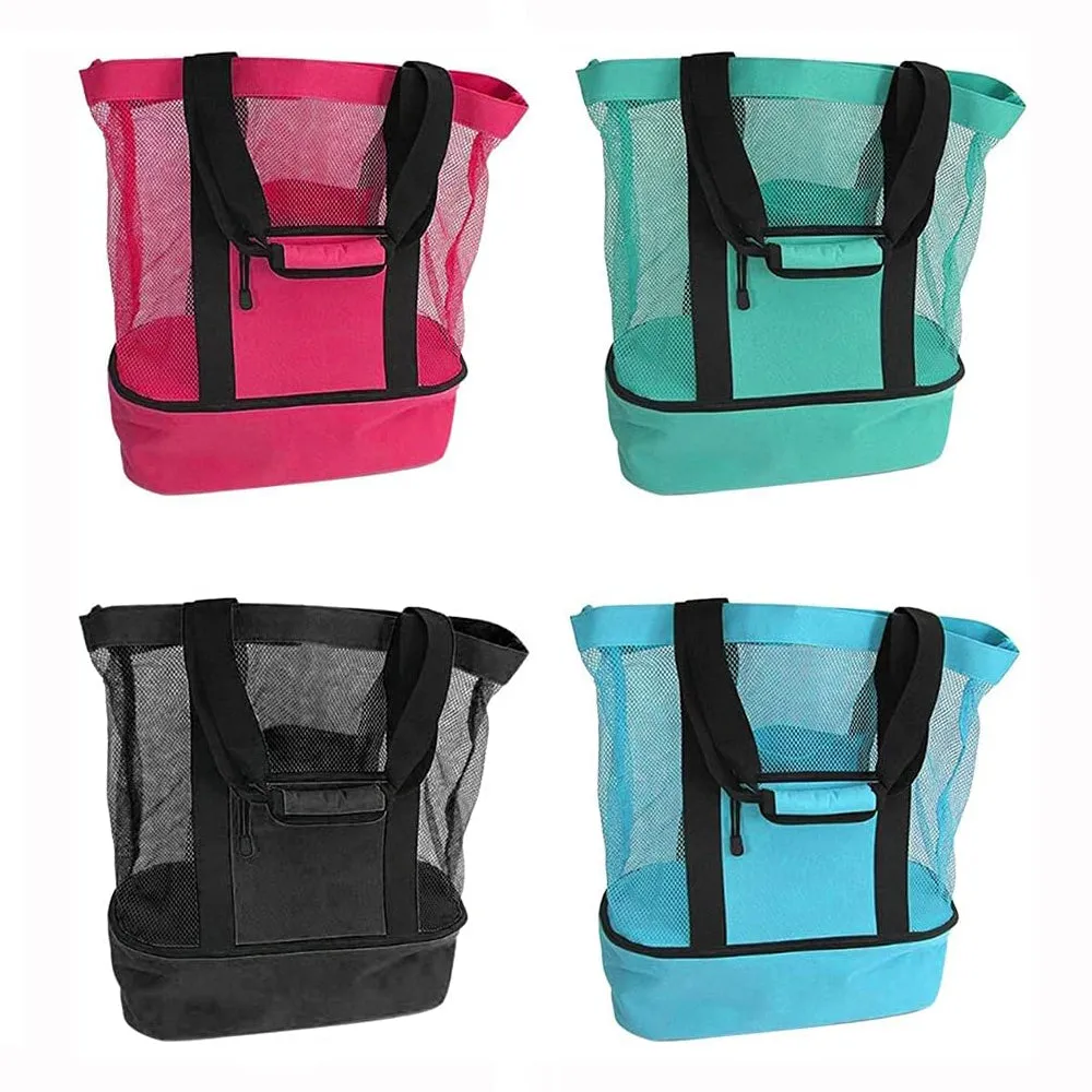 Extra Large Mesh Beach Bag with Cooler Compartment
