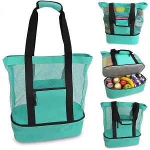 Extra Large Mesh Beach Bag with Cooler Compartment