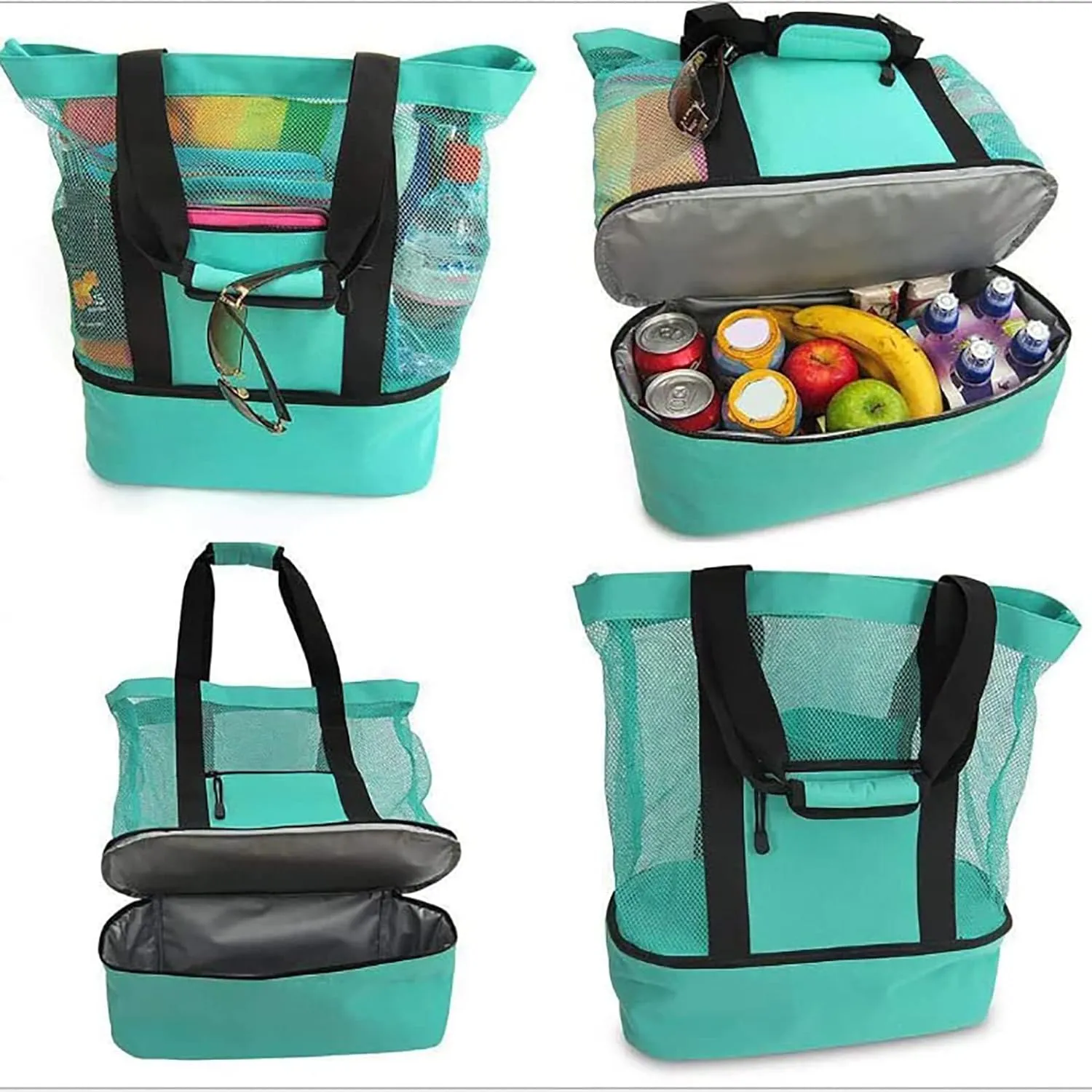 Extra Large Mesh Beach Bag with Cooler Compartment