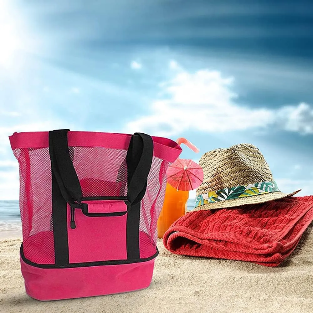 Extra Large Mesh Beach Bag with Cooler Compartment