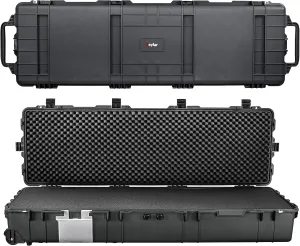 Eylar XXXL 57 Inch Heavy Transport Roller Rifle Hard Case with Foam, Mil-Spec, Waterproof & Crushproof, Auto-Pressure Valve with Lockable Fittings TSA Standards