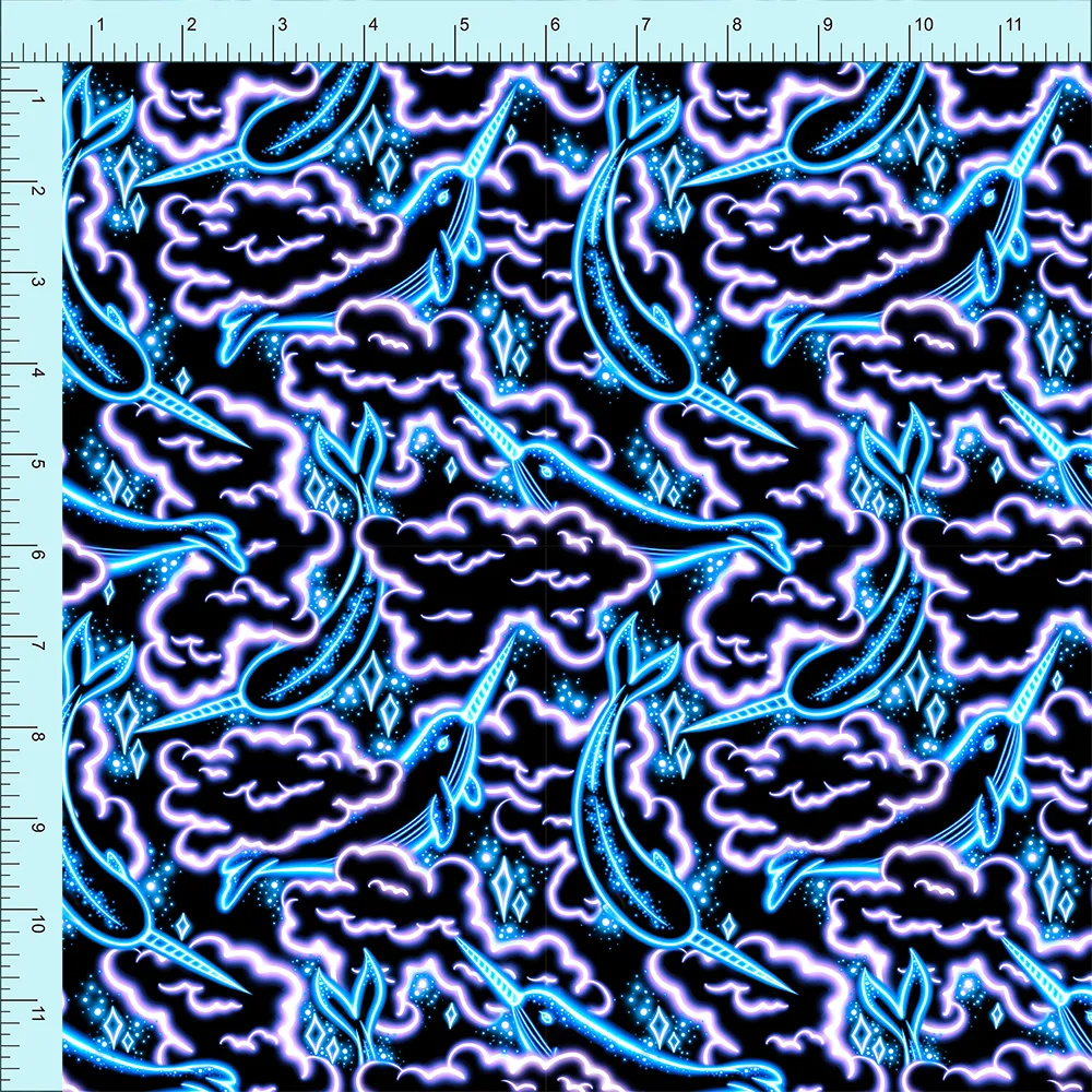 Fabric Club Month 15 - Neon Narwhals Blue (pre-order)