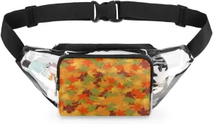 Fall Maple Leaves Clear Fanny Pack Stadium Approved Clear Crossbody Belt Bag for Women Men Transparent Waist Bag with Adjustable Strap for Concerts Sports Events Travel