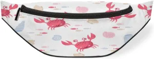Fanny Pack for Women Men Cartoon Crabs Seashell Waist Pack Crossbody Bag with Adjustable Straps for Hiking Running Walking Travel Cycling