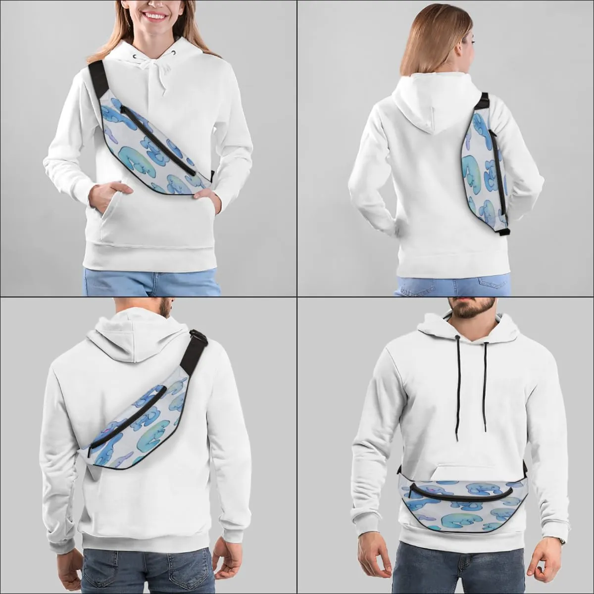 Fanny Pack for Women Men Cute Dolphins Waist Pack Crossbody Bag with Adjustable Straps for Hiking Running Walking Travel Cycling