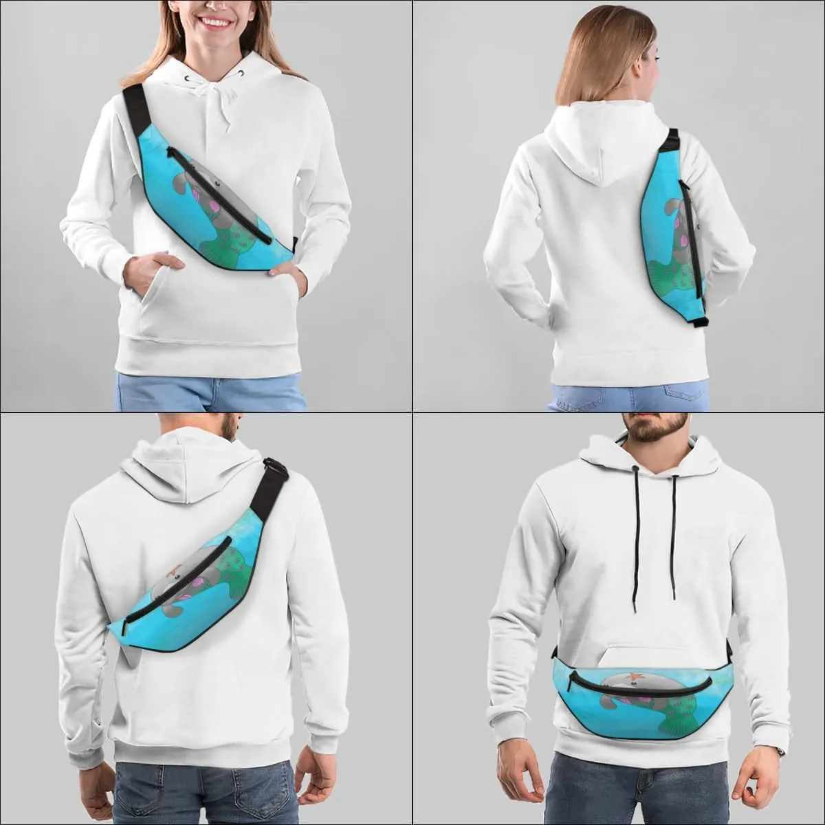 Fanny Pack for Women Men Cute Ocean Animal Waist Pack Crossbody Bag with Adjustable Straps for Hiking Running Walking Travel Cycling