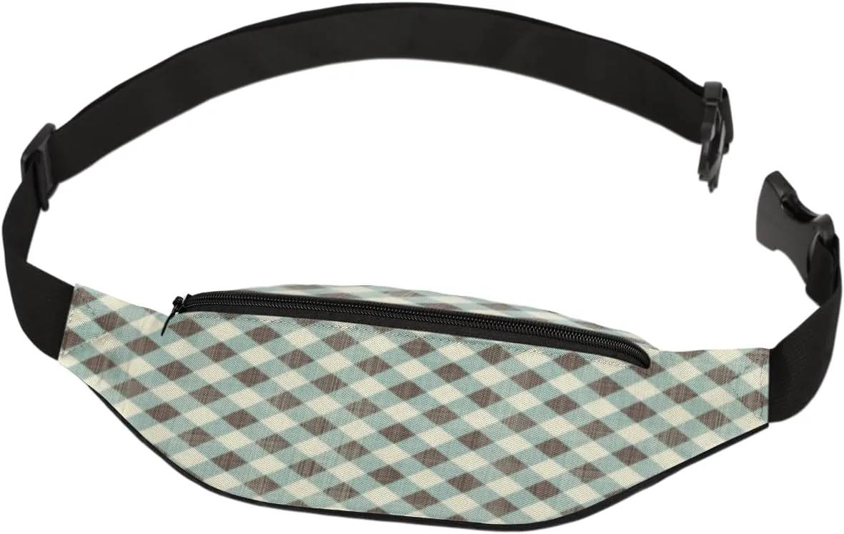 Fanny Pack for Women Men Plaid Waist Pack Crossbody Bag with Adjustable Straps for Hiking Running Walking Travel Cycling