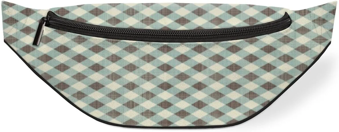 Fanny Pack for Women Men Plaid Waist Pack Crossbody Bag with Adjustable Straps for Hiking Running Walking Travel Cycling