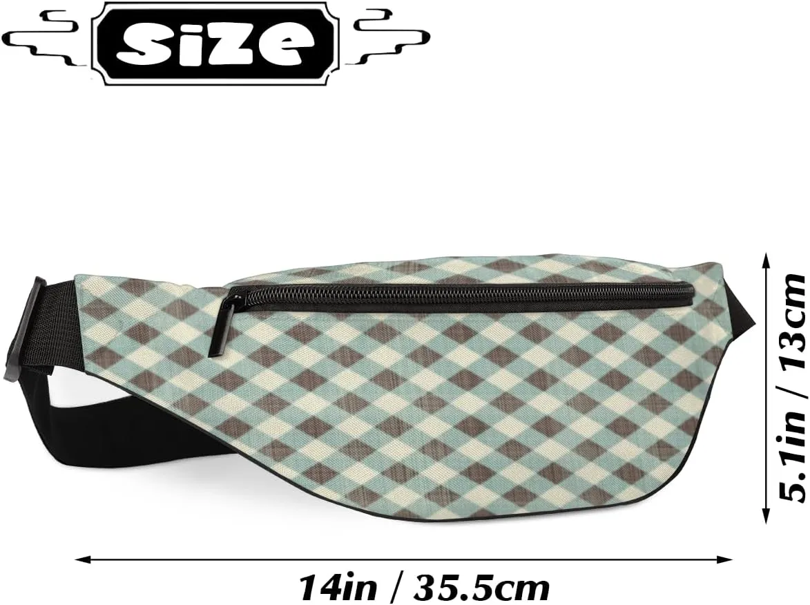 Fanny Pack for Women Men Plaid Waist Pack Crossbody Bag with Adjustable Straps for Hiking Running Walking Travel Cycling