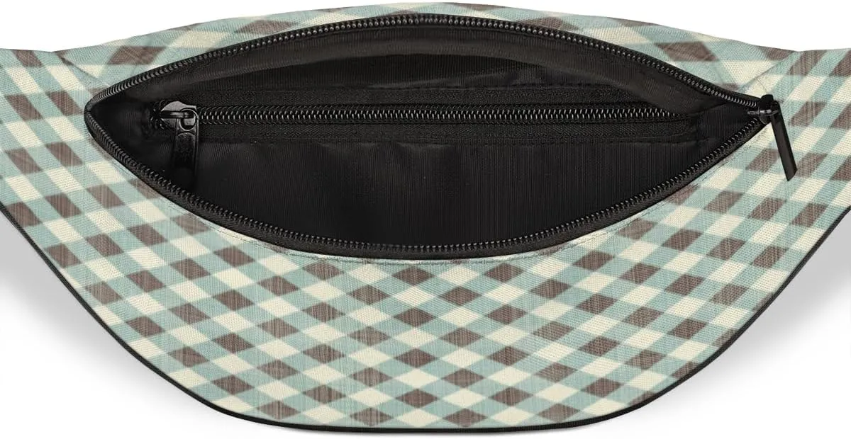 Fanny Pack for Women Men Plaid Waist Pack Crossbody Bag with Adjustable Straps for Hiking Running Walking Travel Cycling