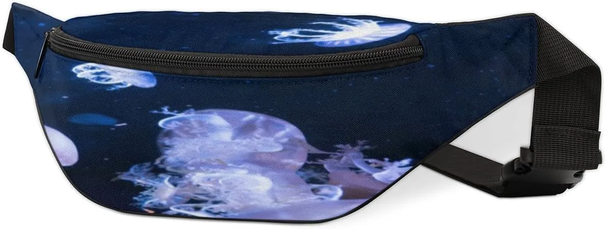 Fanny Pack for Women Men Waist Pack Jelly Fish Floating Crossbody Bag with Adjustable Straps for Hiking Running Walking Travel Cycling