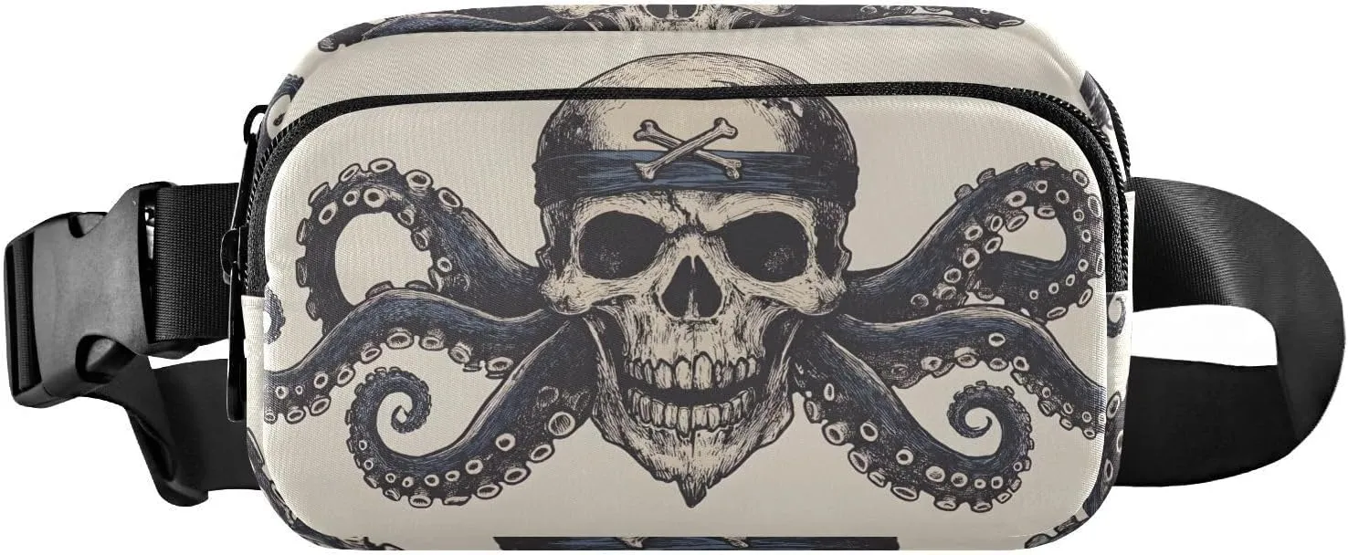 Fanny Pack-Tentacle Pirate Water Resistant Crossbody Waist Bag with Adjustable Belt for Hiking Traveling Running 8×5.3×1.6 inches
