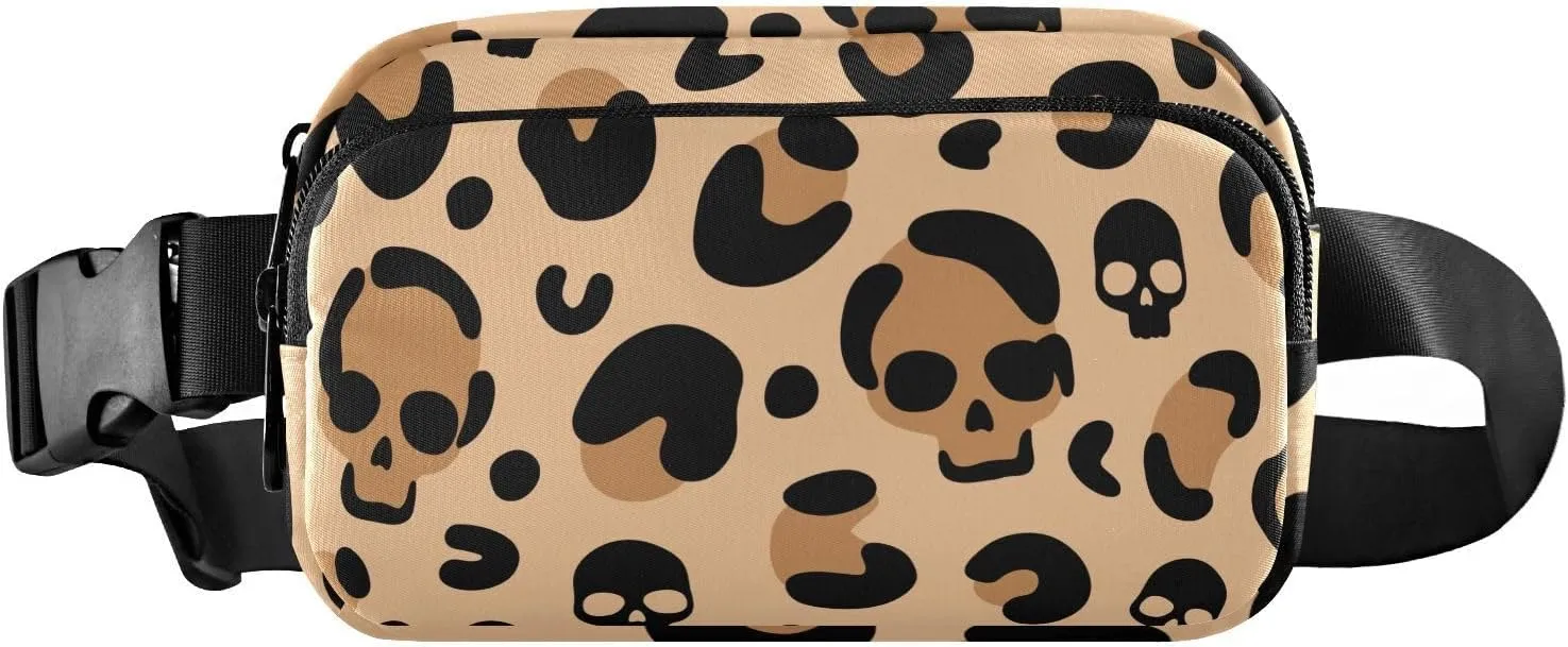 Fanny Pack Waist Bag for Men Women Skull Leopard Print Crossbody Fashion Waist Packs Belt Bag with Adjustable Strap for Traveling, Hiking, Jogging, Cycling