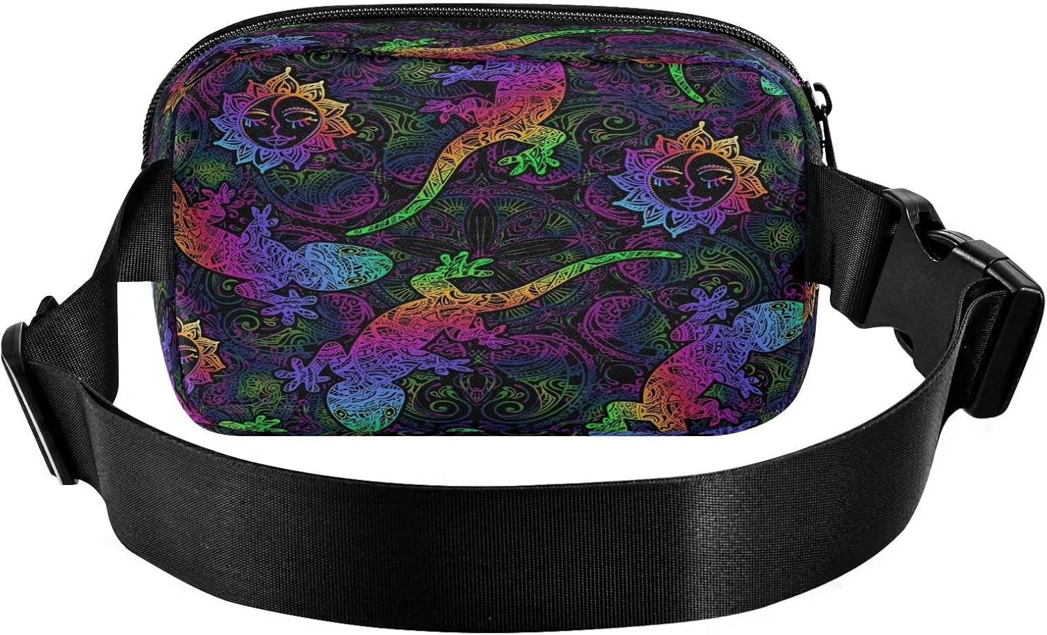 Fanny Packs for Women Men Colorful Lizards Belt Bag Waterproof Fashion Waist Pack with Adjustable Strap Sun Mandalas Waist Bag Hip Bumbags for Running Workout Travel Hiking Cycling
