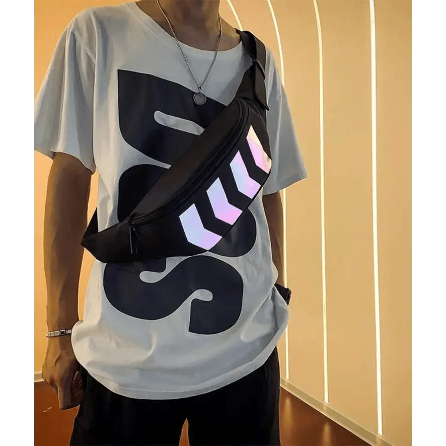 Fashionable Flash Reflective Chest Bag Iridescent Belt  Bum Bag For Travel Festival Sports Unisex Waist Bags