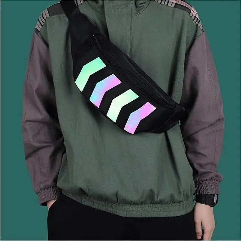 Fashionable Flash Reflective Chest Bag Iridescent Belt  Bum Bag For Travel Festival Sports Unisex Waist Bags