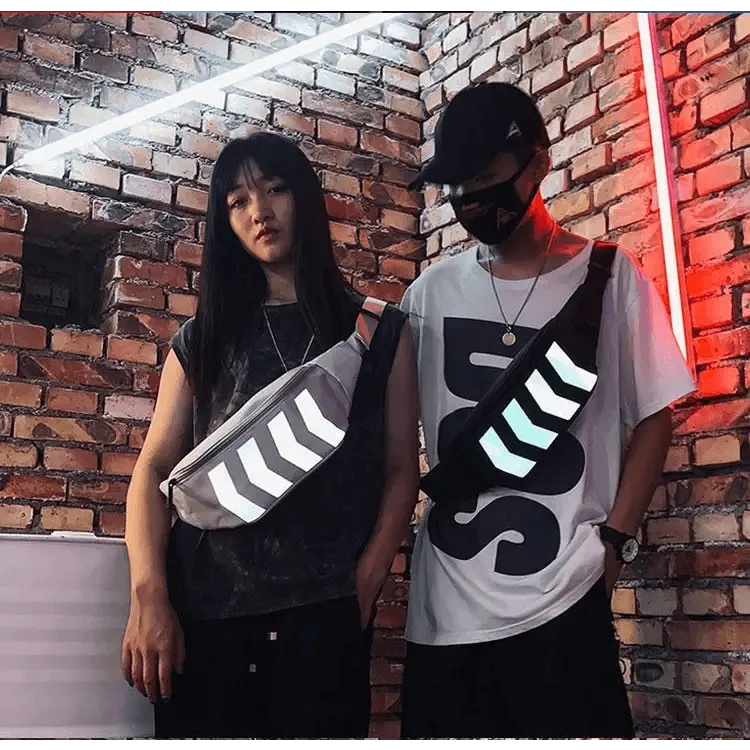 Fashionable Flash Reflective Chest Bag Iridescent Belt  Bum Bag For Travel Festival Sports Unisex Waist Bags