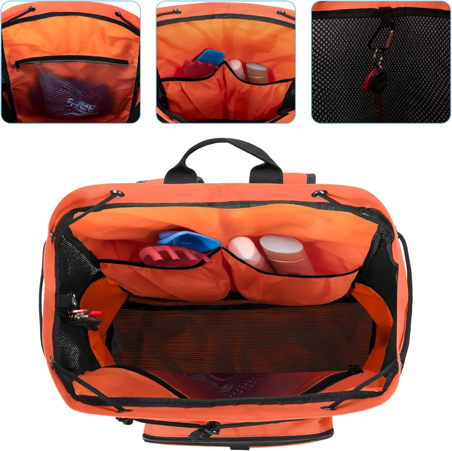 Fasrom Mesh Beach Bag Backpack with Zipper Bottom, Sport Gym Backpack for Swimming, Beach, Pool and Travel(Patent Design)