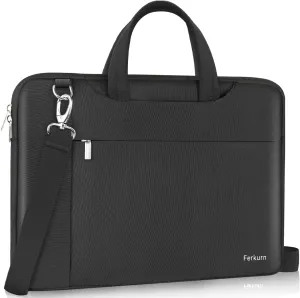Ferkurn Laptop Bag Case 15.6 16 Inch Women Men Laptop Sleeve Compatible with Dell Inspiron XPS/HP Envy Pavilion/Lenovo Thinkpad Ideapad/Vivobook/Acer Chromebook,Shoulder Briefcase Messenger Case,Black