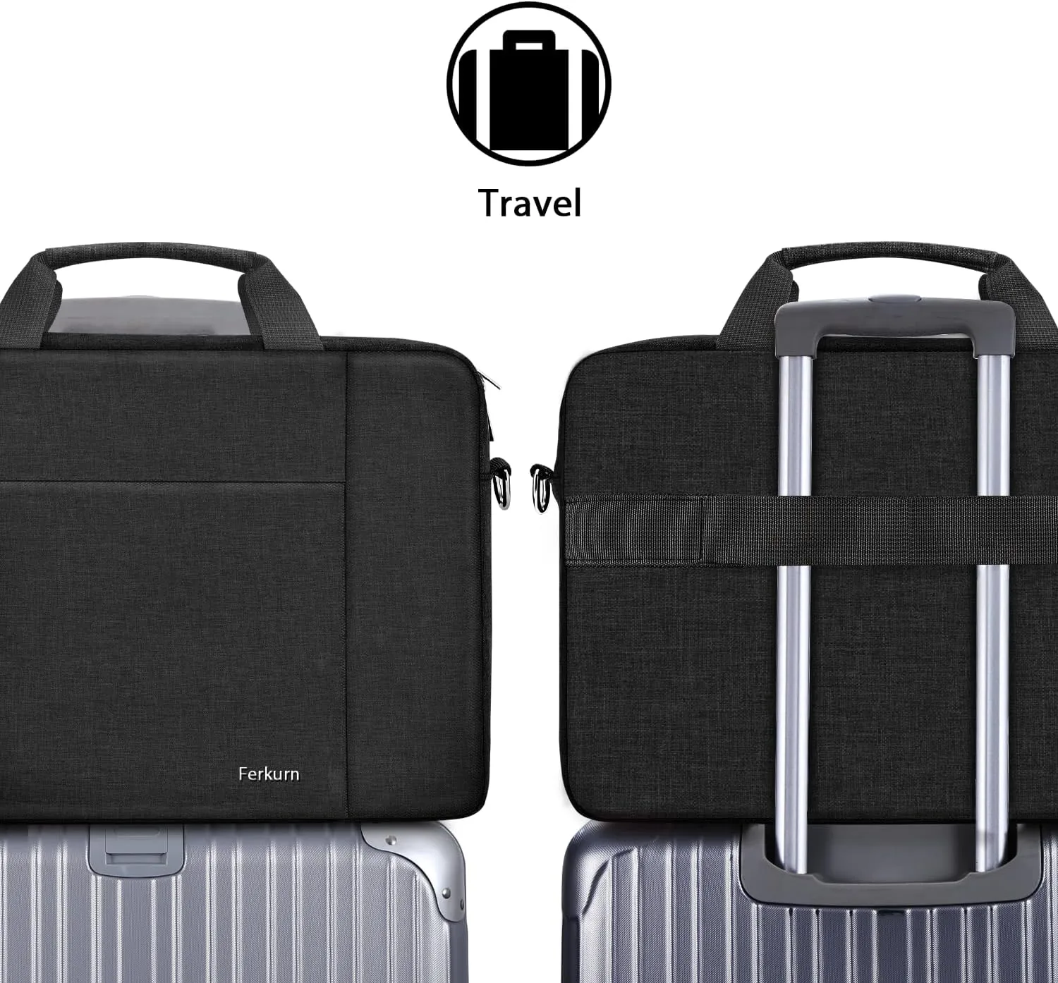 Ferkurn Laptop Bag Case for Women Men Computer Bag Compatible with HP Envy Pavilion Omen/LG Gram/MSI/Dell Inspiron XPS/Lenovo/Acer, Shoulder Strap Carrying Messenger Briefcase, Black, 15.6 16 Inch