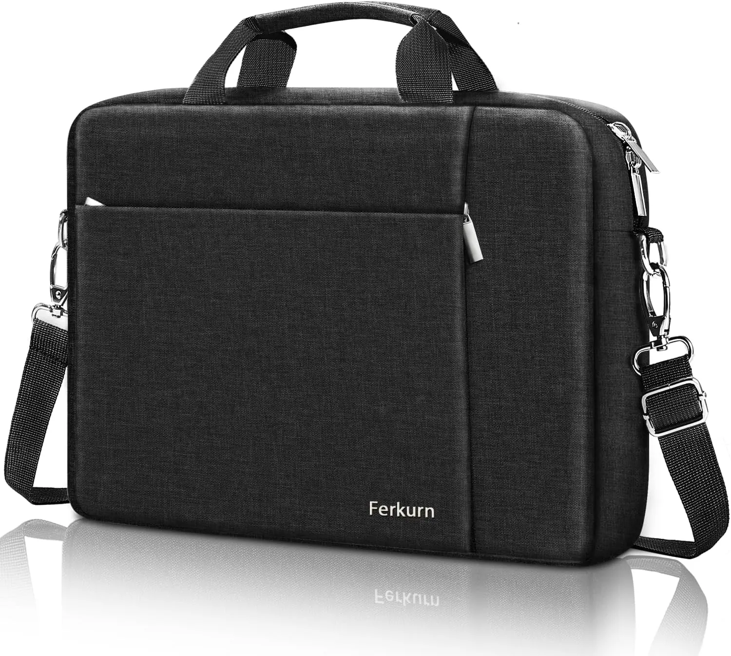 Ferkurn Laptop Bag Case for Women Men Computer Bag Compatible with HP Envy Pavilion Omen/LG Gram/MSI/Dell Inspiron XPS/Lenovo/Acer, Shoulder Strap Carrying Messenger Briefcase, Black, 15.6 16 Inch