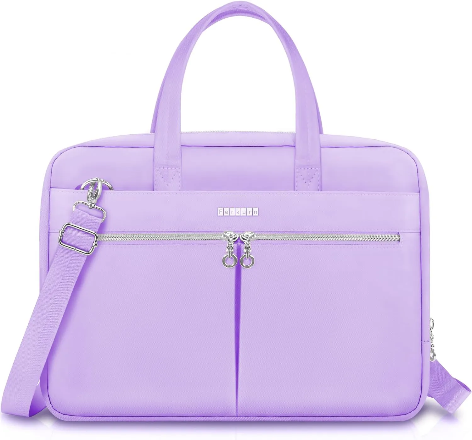 Ferkurn Laptop Bag Case Women Men Computer Bag Compatible with MacBook/HP/LG/Dell, Shoulder Strap Slim Carrying Messenger Briefcase, Purple, 14 Inch