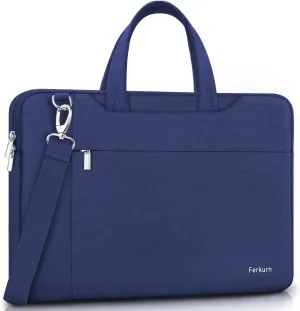 Ferkurn Laptop Bag Case Women Men Computer Sleeve with Shoulder Compatible with HP Envy Pavilion/Inspiron/Thinkpad/Vivobook/MSI/Surface,Waterproof Briefcase with Handle, Blue, 17 17.3 Inch