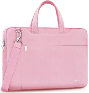 Ferkurn Laptop Bag Case Women Men Computer Sleeve with Shoulder Compatible with HP Envy Pavilion/Inspiron/Thinkpad/Vivobook/MSI/Surface,Waterproof Briefcase with Handle, Pink, 15 15.6 Inch