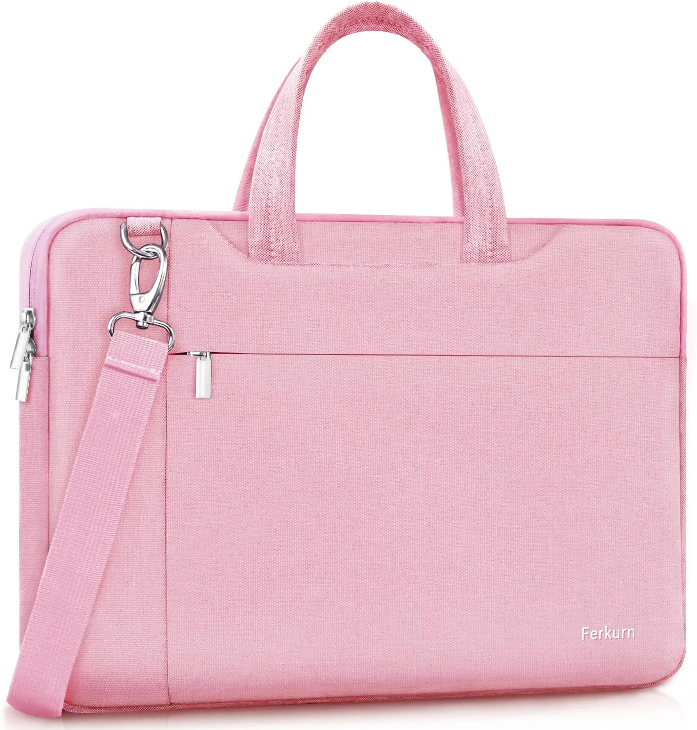 Ferkurn Laptop Bag Case Women Men Computer Sleeve with Shoulder Compatible with HP Envy Pavilion/Inspiron/Thinkpad/Vivobook/MSI/Surface,Waterproof Briefcase with Handle, Pink, 15 15.6 Inch