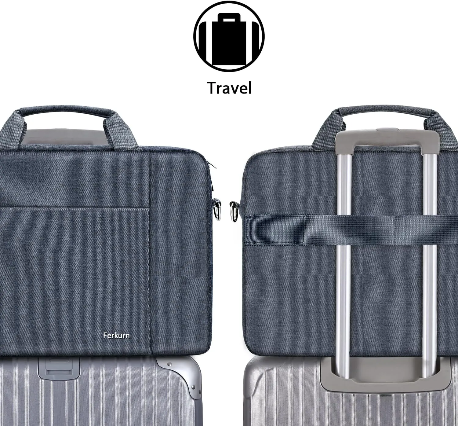 Ferkurn Laptop Case Sleeve 15.6 16 Inch Laptop Bag Compatible with Women Men Compatible with HP Envy Pavilion/Dell Inspiron XPS/Lenovo/Acer, Strap Carrying Briefcase Computer Bag Case, Grey