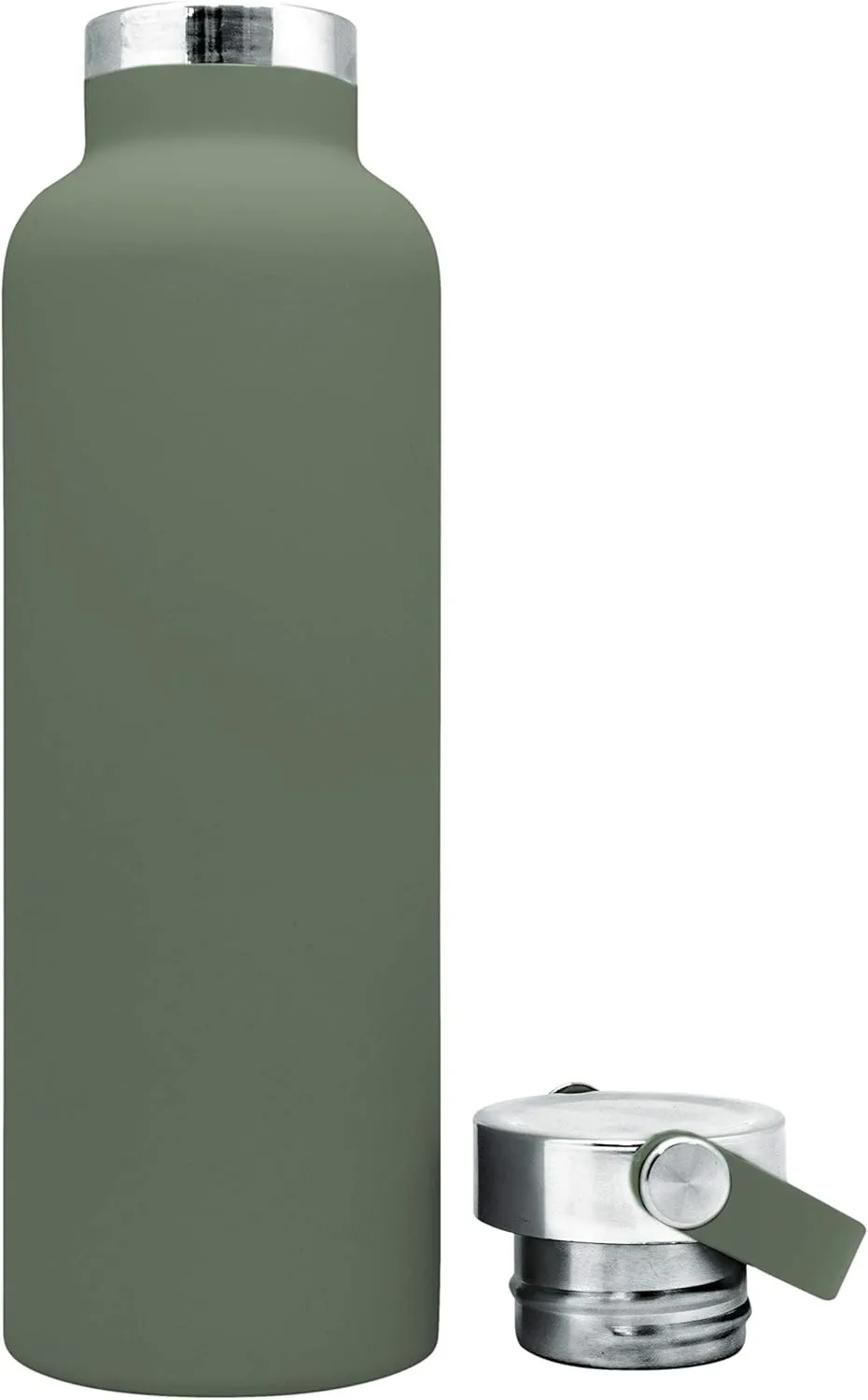FIH 765 Thermal Bottle Stopper Double Wall Handle for Hot and Cold Military Green Stainless Steel 750 ml, BPA Free, 18/8