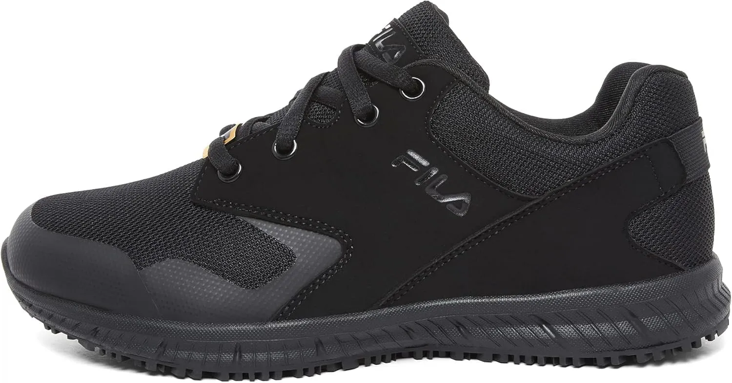 Fila Womens Work Health Care Professional Shoe, Black/Black/Black, 8
