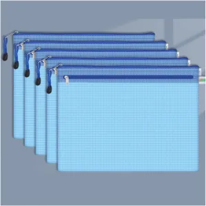 File Organizer A4 A5 B5 D File Bag Mesh Bag Zipper Bag PVC Transparent File Bag Student Information Bag for Teacher Civil Servant Office Worker File Folders (Color : 5pcs-D-Pink) (5pcs b5)