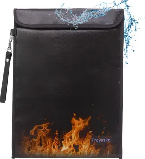 Fire Bag Waterproof Document Pouch 2012℉ 15.7"x11.2" Waterproof Document Holder Fireproof Document Box for Valuables Money Jewelry A4 Legal Documents