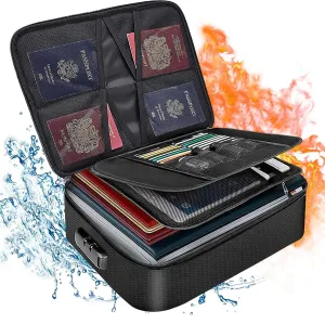 Fireproof Document Bag with Lock - Important Document Organizer, Box Storage Case with Water-Resistant, Moving Boxes for Home Office Travel, Portable Filing Organizer for Important File