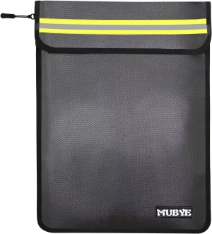 Fireproof Waterproof Money Document Bag - 15"x 11" Safe Zipper Bags with Reflective Strip, Fire & Water Proof Storage Organizer Pouch for Important Documents Holder,File,Cash,Passport,Tablet (Black)
