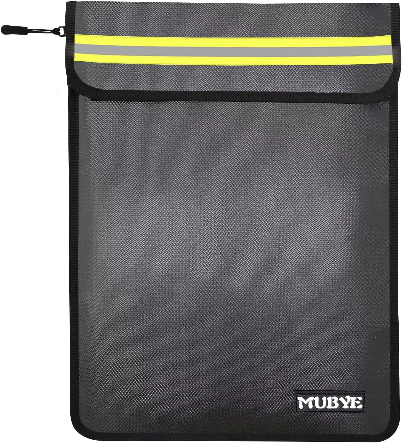 Fireproof Waterproof Money Document Bag - 15"x 11" Safe Zipper Bags with Reflective Strip, Fire & Water Proof Storage Organizer Pouch for Important Documents Holder,File,Cash,Passport,Tablet (Black)