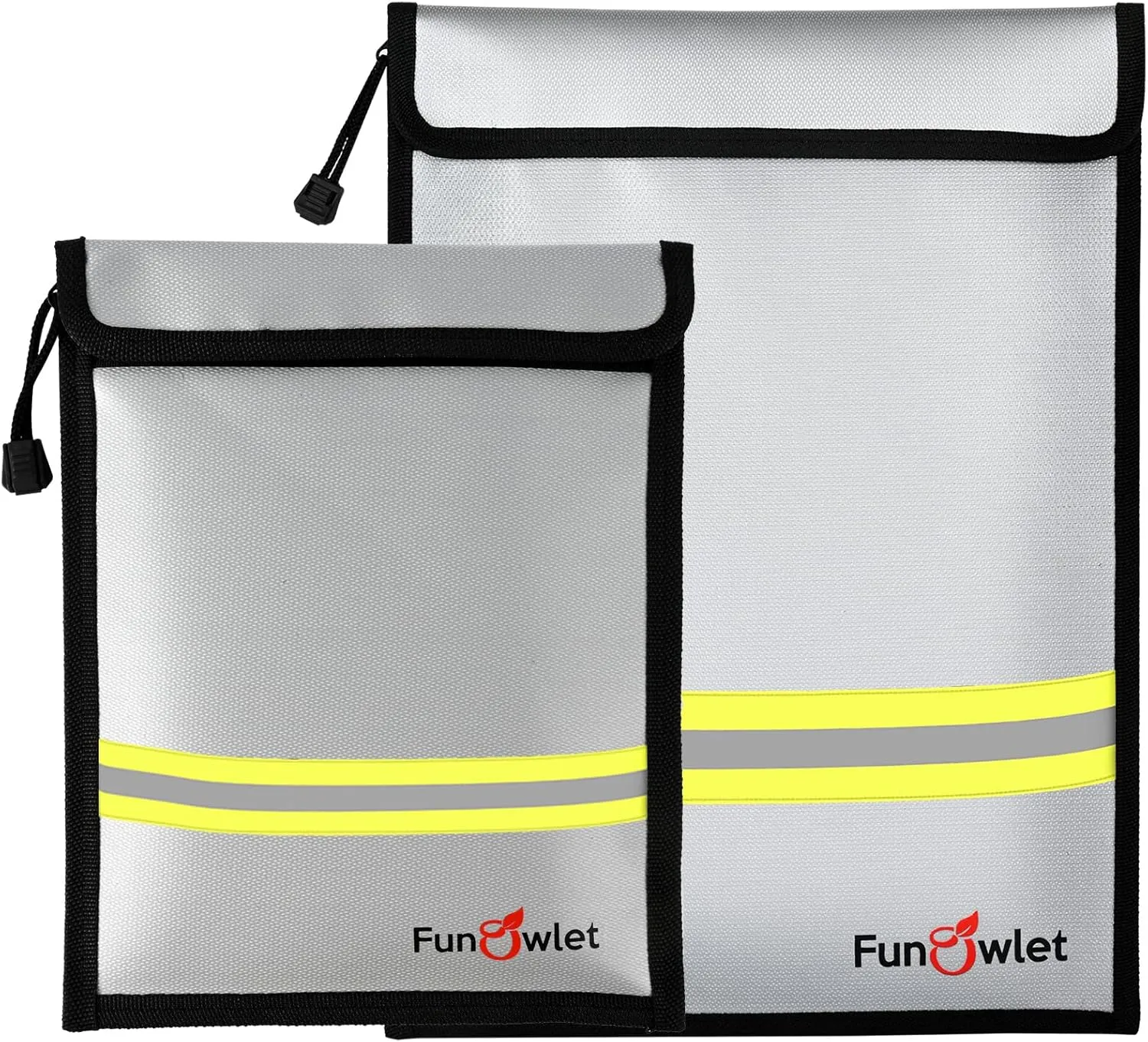 Fireproof Waterproof Money Document Bag - 2 Pack Safe Upgraded Zipper Bags, Fire & Water Resistant Storage Organizer Pouch for A4 A5 Documents Holder,File,Cash,Jewelry,Passport,Tablet,Laptop (Gray)