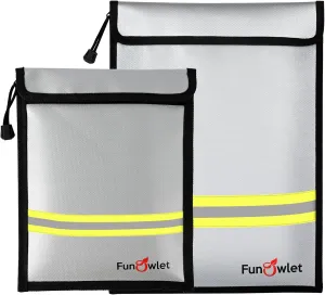 Fireproof Waterproof Money Document Bag - 2 Pack Safe Upgraded Zipper Bags, Fire & Water Resistant Storage Organizer Pouch for A4 A5 Documents Holder,File,Cash,Jewelry,Passport,Tablet,Laptop (Gray)